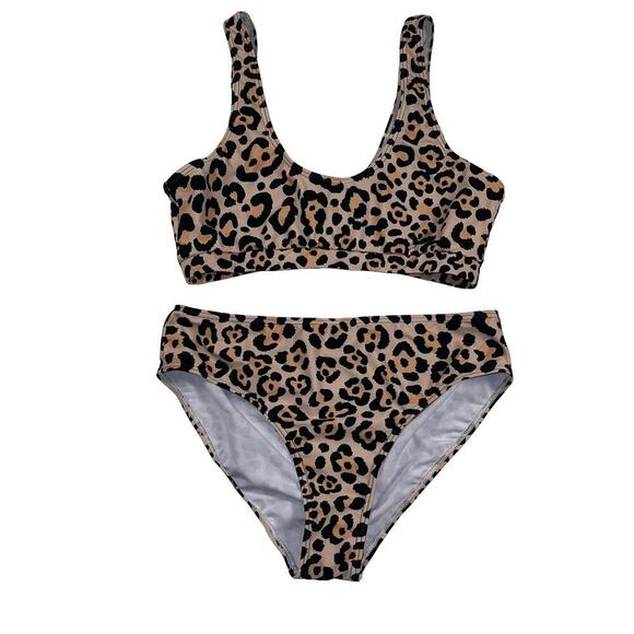 Nanu Cheetah Print Two Piece Swim Suit Bikini Size M - Picture 1 of 6